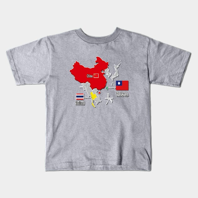 where is taiwan world map | taiwan location map_not Thailand and China_grey Kids T-Shirt by jessie848v_tw